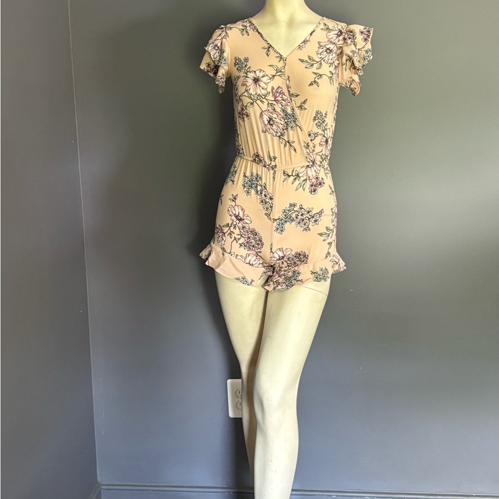 Floral Ruffle Sleeve Romper